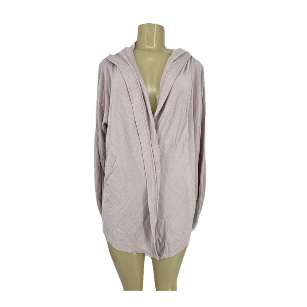 Athleta Soft Lavender Hooded Open-Front Cardigan